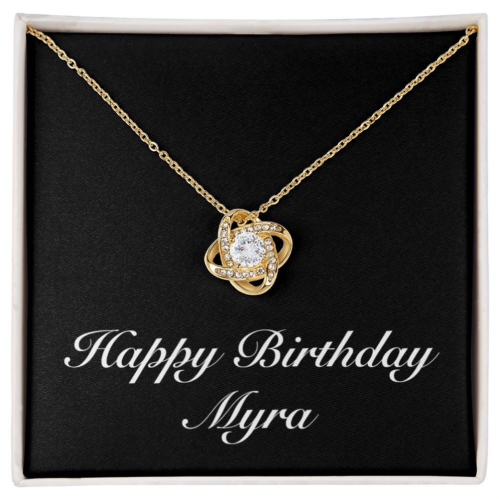 Happy Birthday Myra v2 - 18K Yellow Gold Finish Love Knot Necklace