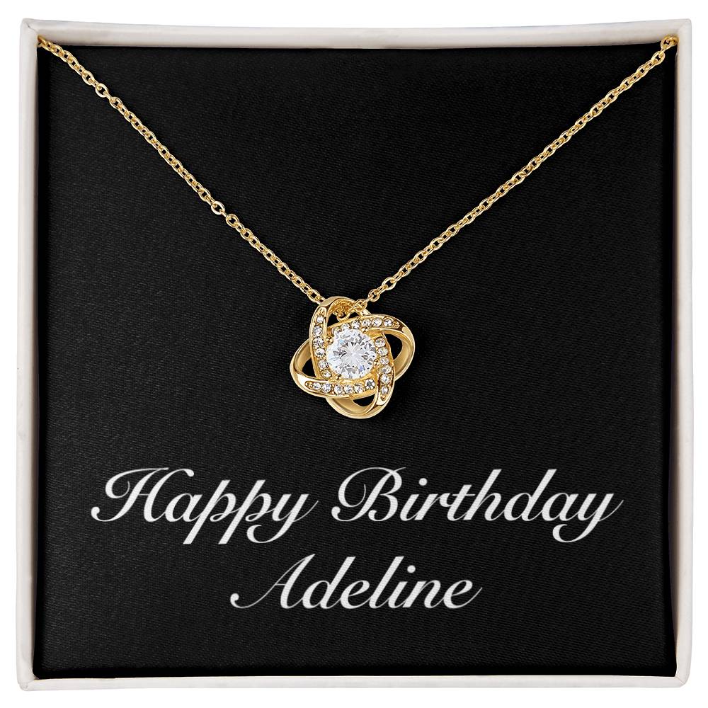 Happy Birthday Adeline v2 - 18K Yellow Gold Finish Love Knot Necklace