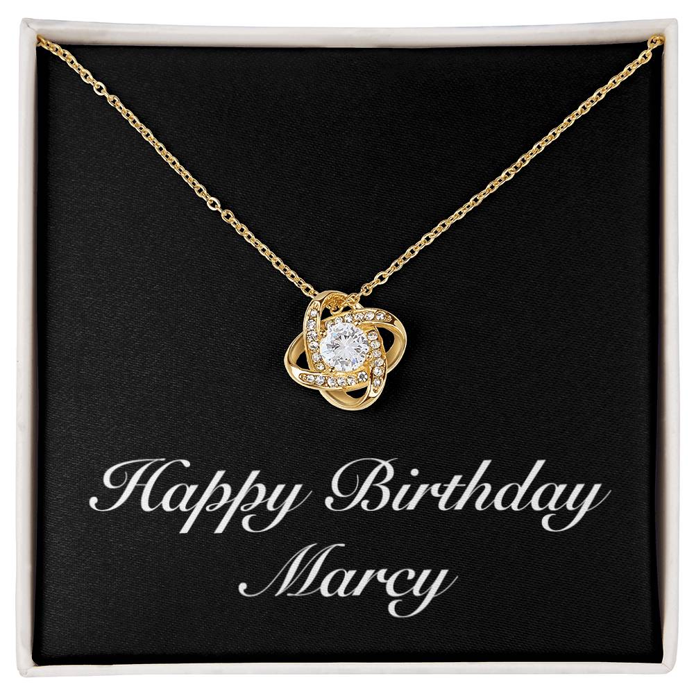 Happy Birthday Marcy v2 - 18K Yellow Gold Finish Love Knot Necklace