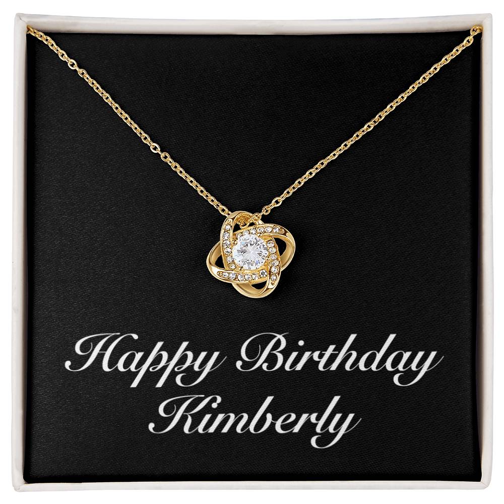 Happy Birthday Kimberly v2 - 18K Yellow Gold Finish Love Knot Necklace