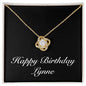 Happy Birthday Lynne v2 - 18K Yellow Gold Finish Love Knot Necklace