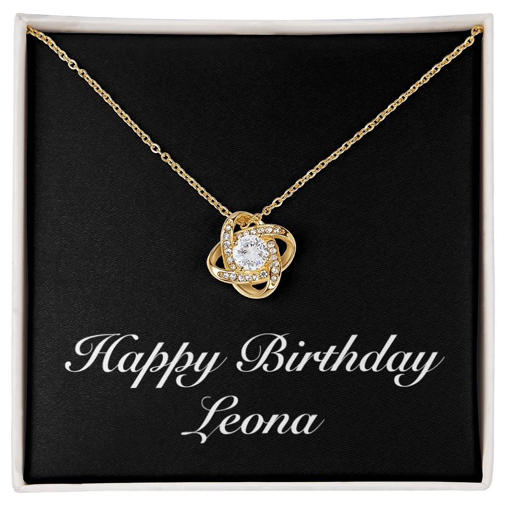 Happy Birthday Leona v2 - 18K Yellow Gold Finish Love Knot Necklace