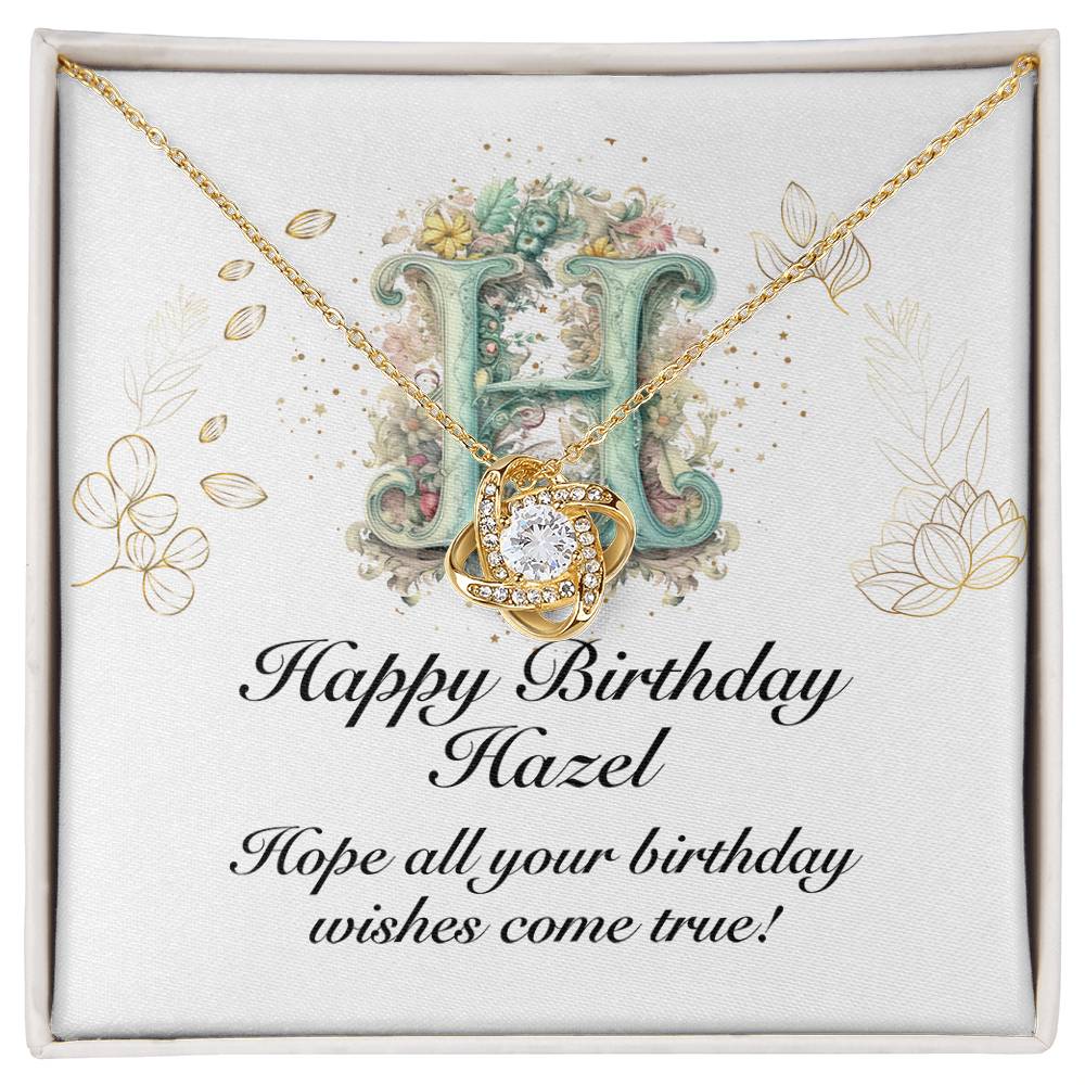 Happy Birthday Hazel v01 - 18K Yellow Gold Finish Love Knot Necklace