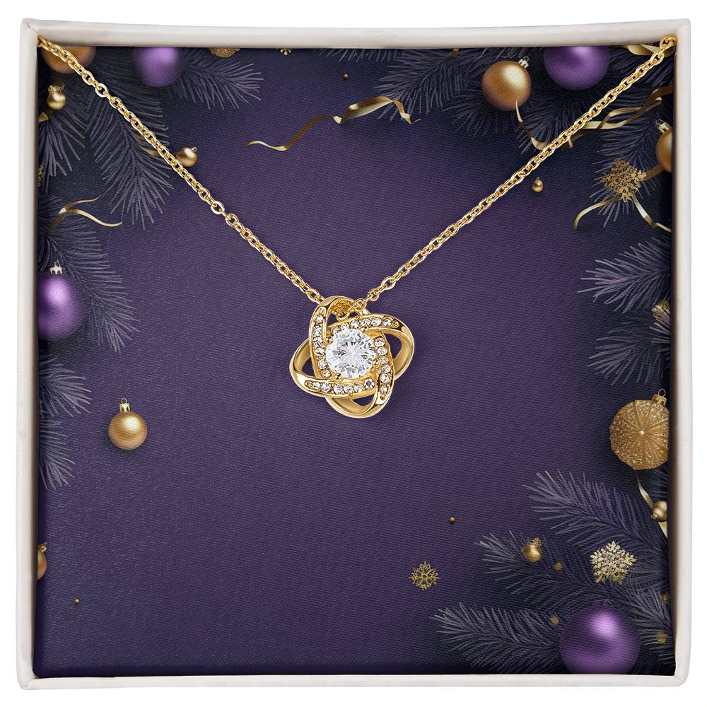 Christmas Background 065 - 18K Yellow Gold Finish Love Knot Necklace