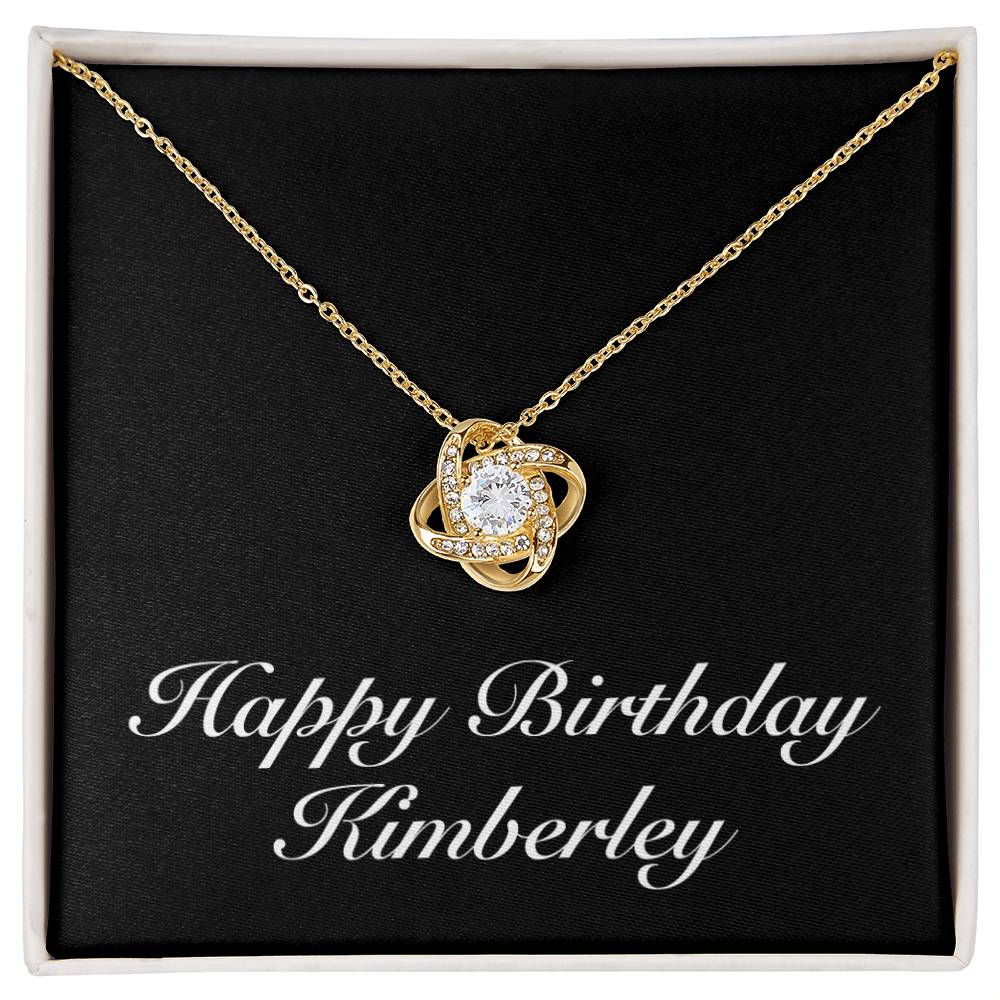 Happy Birthday Kimberley v2 - 18K Yellow Gold Finish Love Knot Necklace