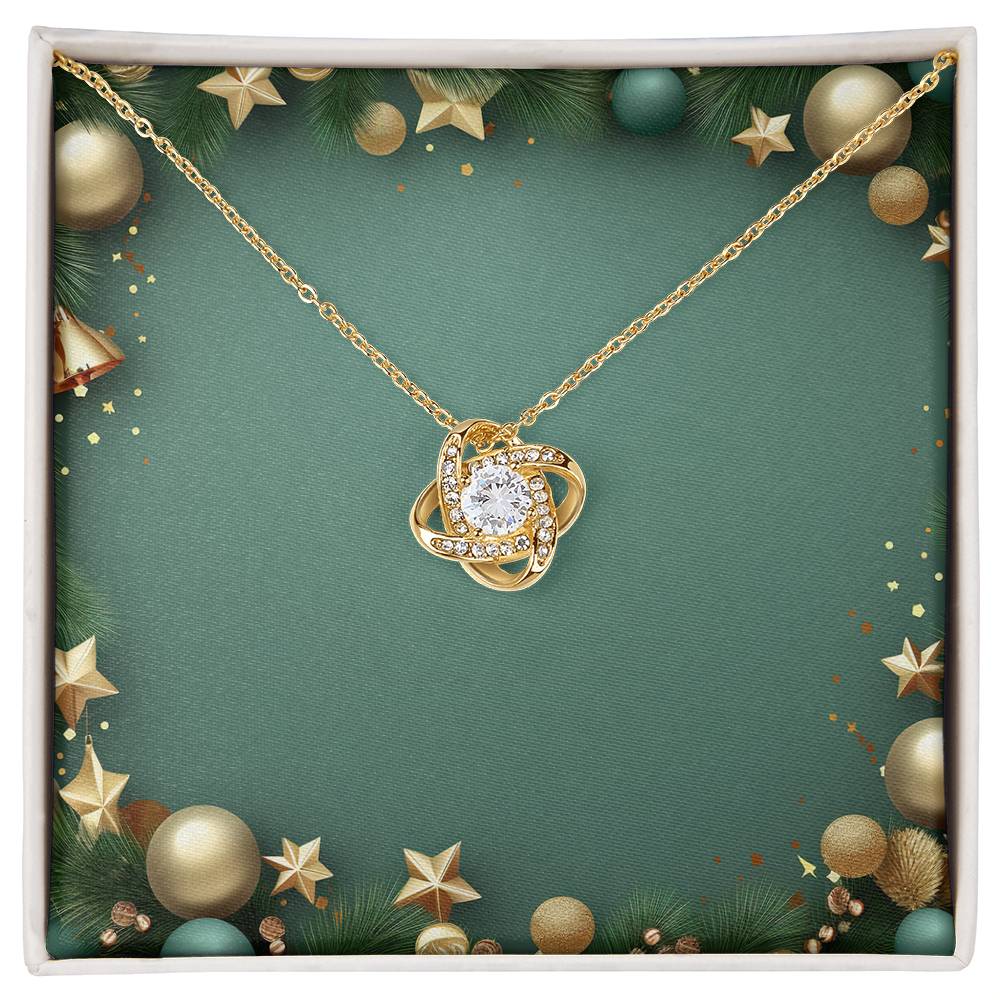 Christmas Background 044 - 18K Yellow Gold Finish Love Knot Necklace