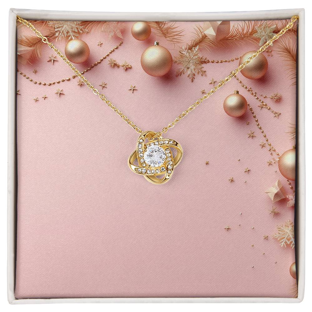 Christmas Background 040 - 18K Yellow Gold Finish Love Knot Necklace