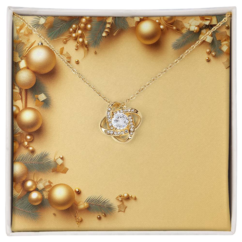Christmas Background 059 - 18K Yellow Gold Finish Love Knot Necklace