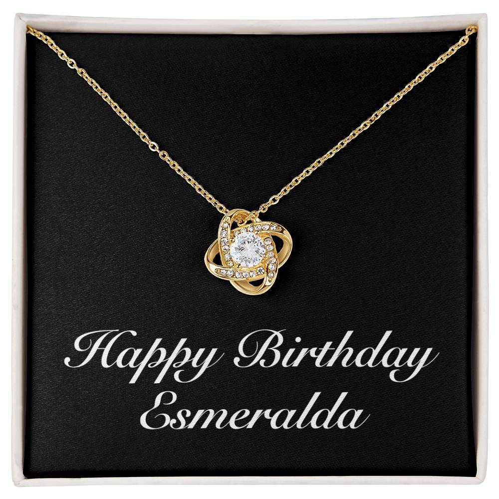 Happy Birthday Esmeralda v2 - 18K Yellow Gold Finish Love Knot Necklace