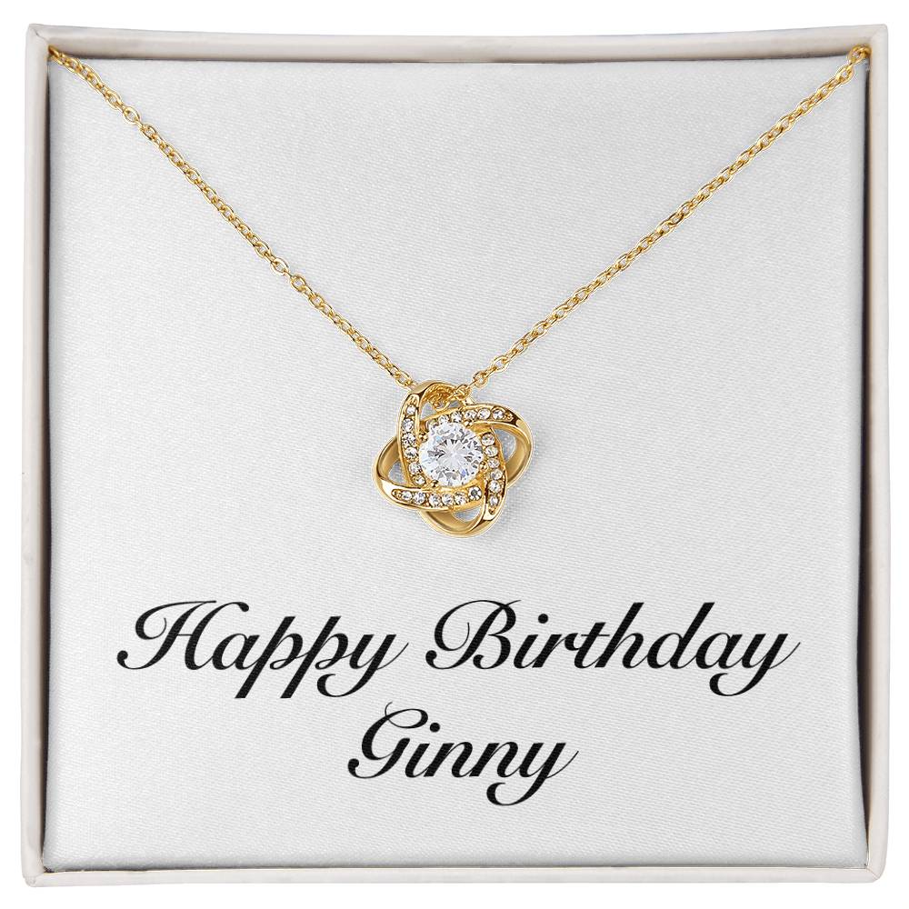 Happy Birthday Ginny - 18K Yellow Gold Finish Love Knot Necklace
