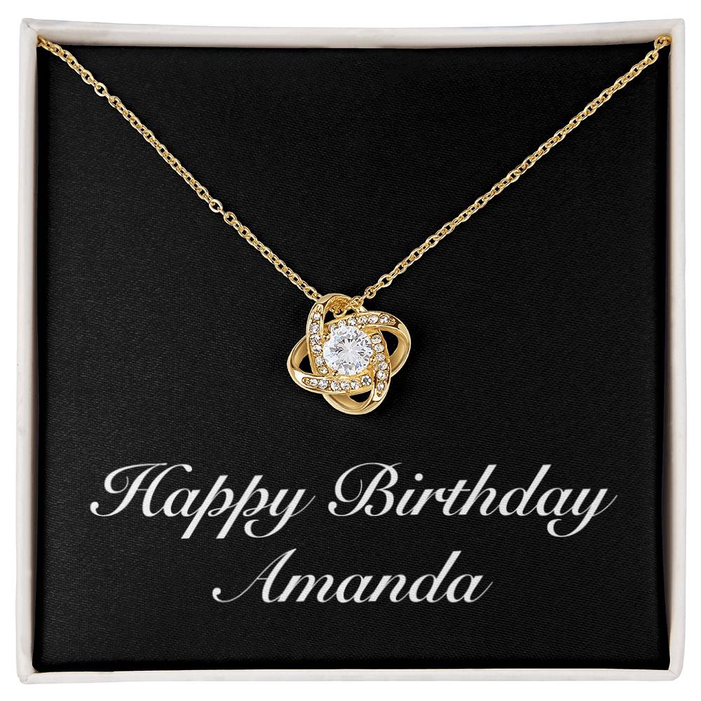 Happy Birthday Amanda v2 - 18K Yellow Gold Finish Love Knot Necklace