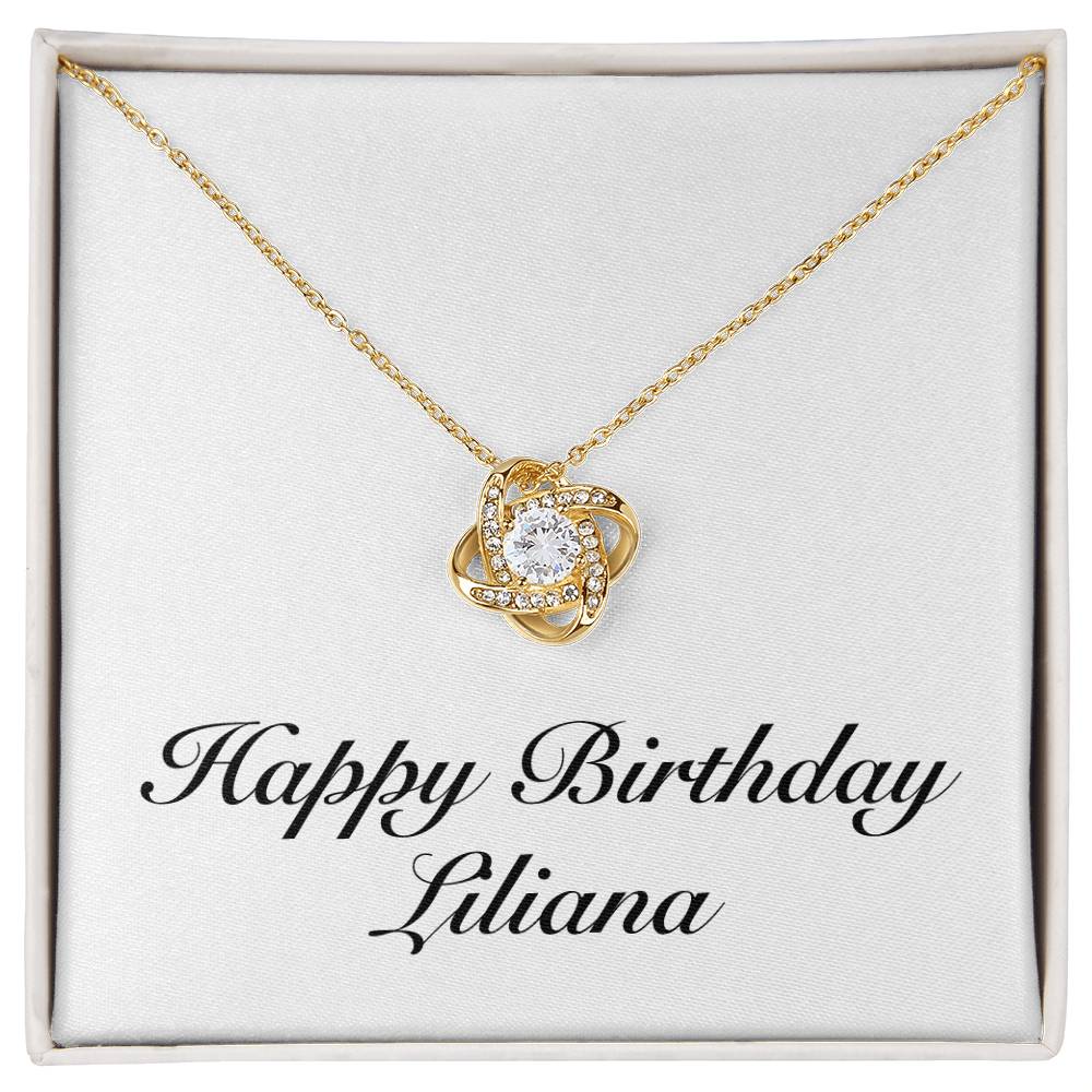Happy Birthday Liliana - 18K Yellow Gold Finish Love Knot Necklace