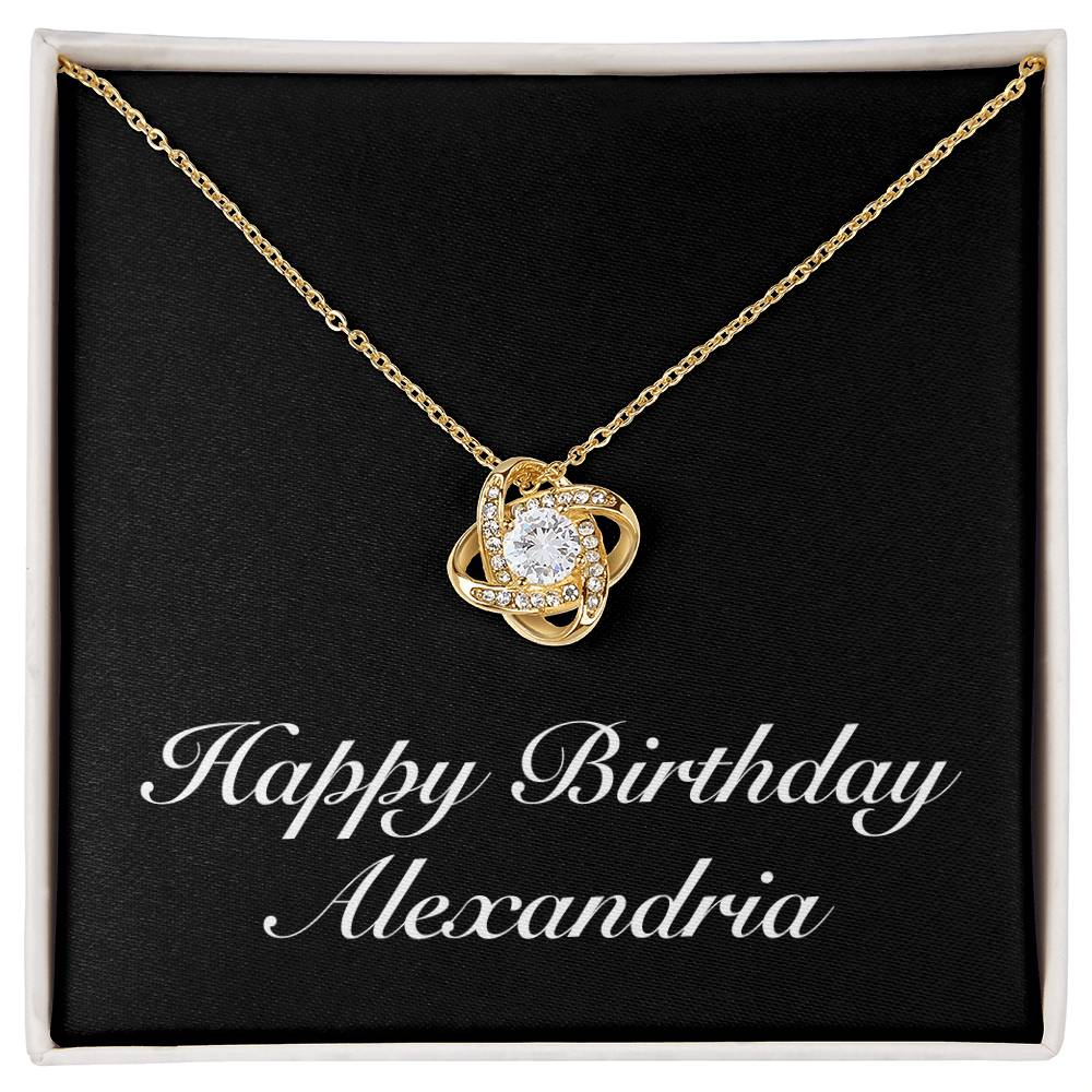 Happy Birthday Alexandria v2 - 18K Yellow Gold Finish Love Knot Necklace