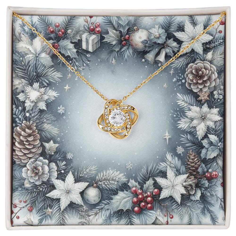 Christmas Background 089 - 18K Yellow Gold Finish Love Knot Necklace