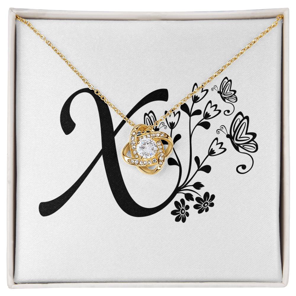 Botanical Monogram X - 18K Yellow Gold Finish Love Knot Necklace