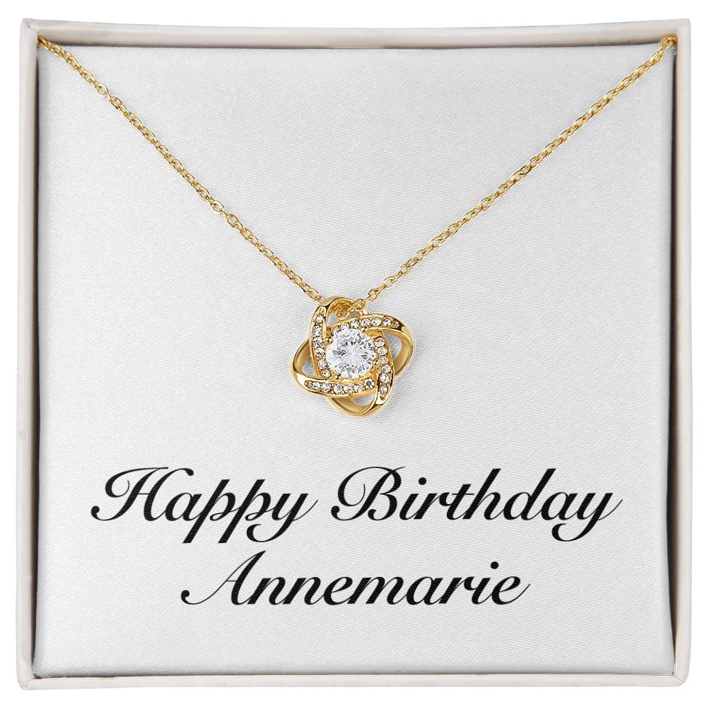 Happy Birthday Annemarie - 18K Yellow Gold Finish Love Knot Necklace