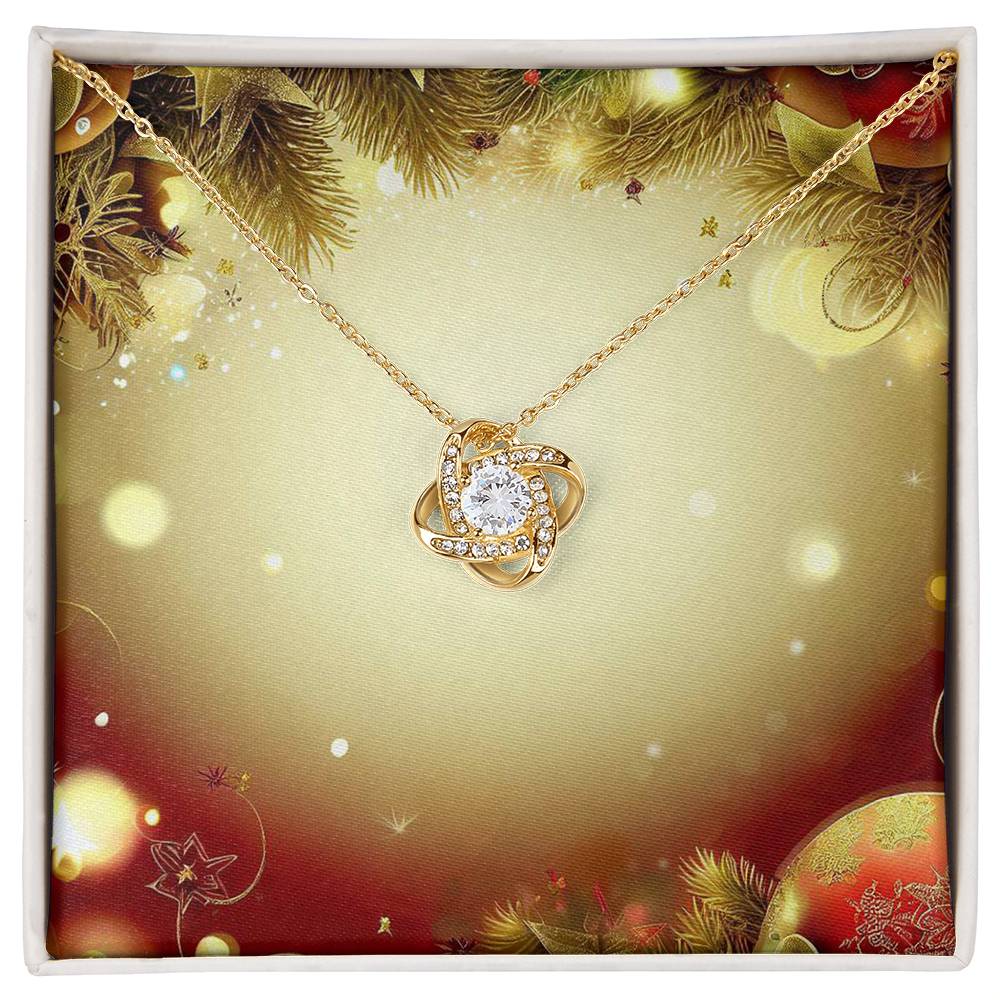 Christmas Background 100 - 18K Yellow Gold Finish Love Knot Necklace