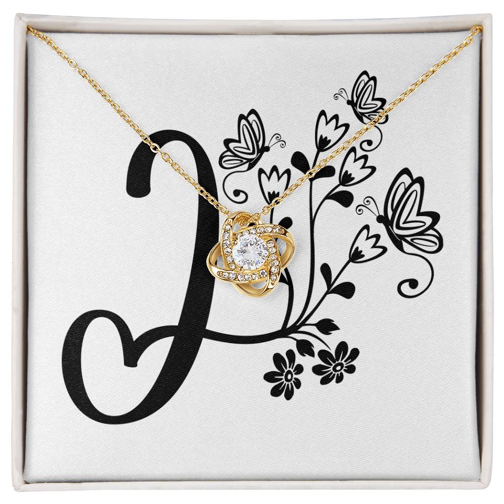 Botanical Monogram I - 18K Yellow Gold Finish Love Knot Necklace