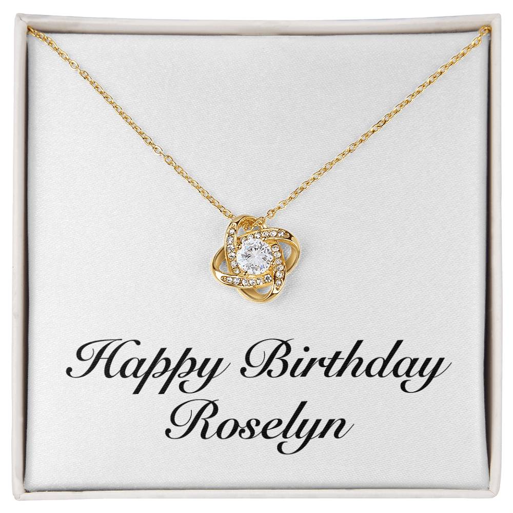Happy Birthday Roselyn - 18K Yellow Gold Finish Love Knot Necklace