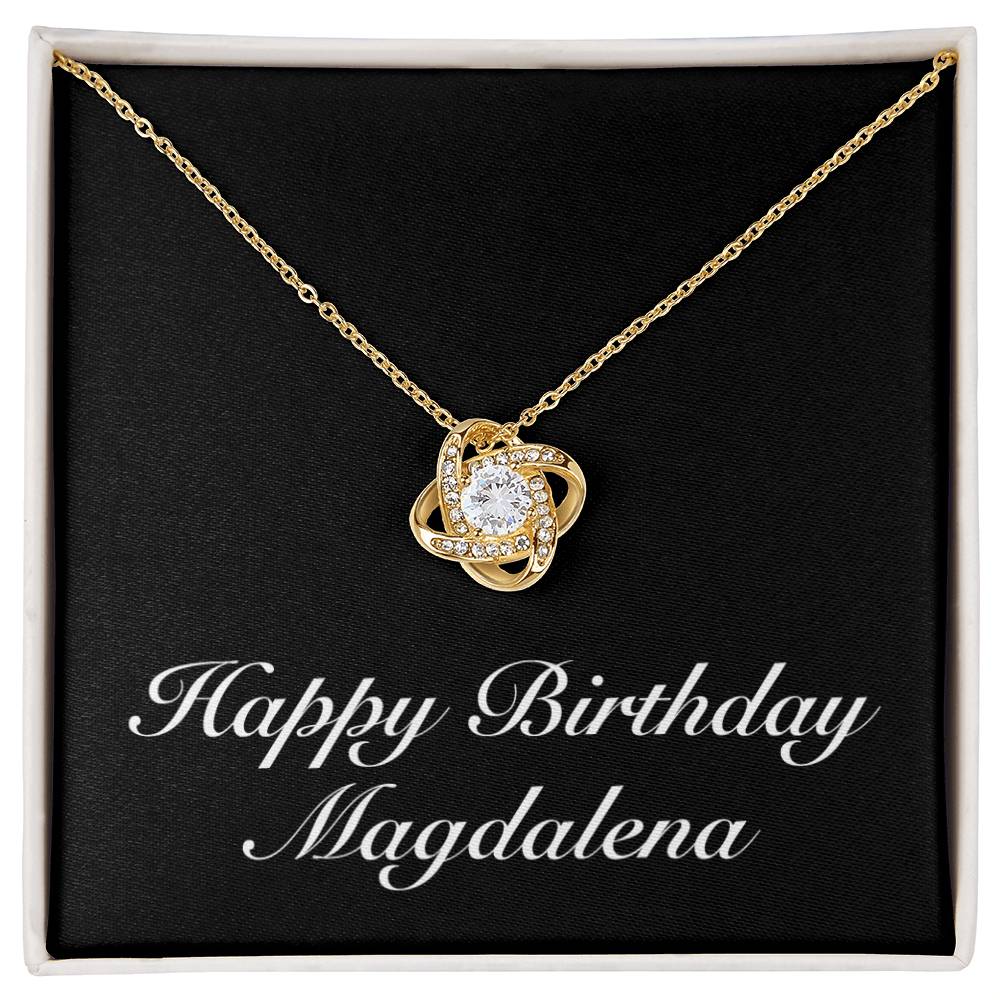 Happy Birthday Magdalena v2 - 18K Yellow Gold Finish Love Knot Necklace