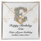 Happy Birthday Erin v01 - 18K Yellow Gold Finish Love Knot Necklace