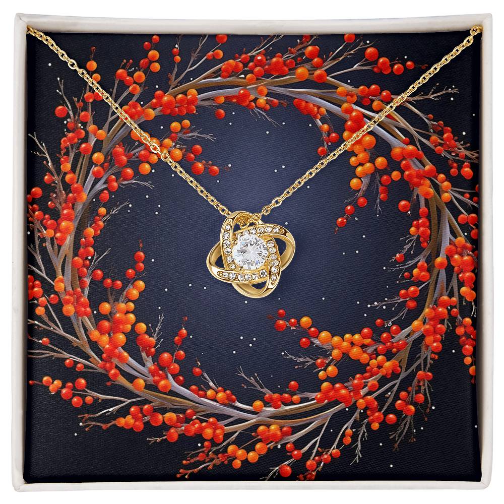 Christmas Background 121 - 18K Yellow Gold Finish Love Knot Necklace