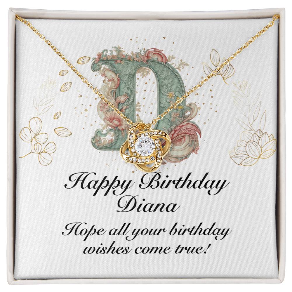 Happy Birthday Diana v01 - 18K Yellow Gold Finish Love Knot Necklace