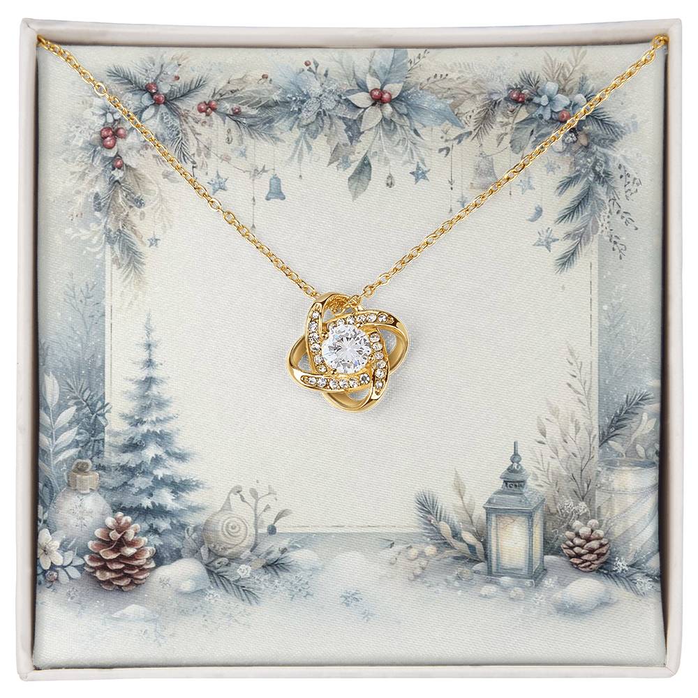 Christmas Background 084 - 18K Yellow Gold Finish Love Knot Necklace