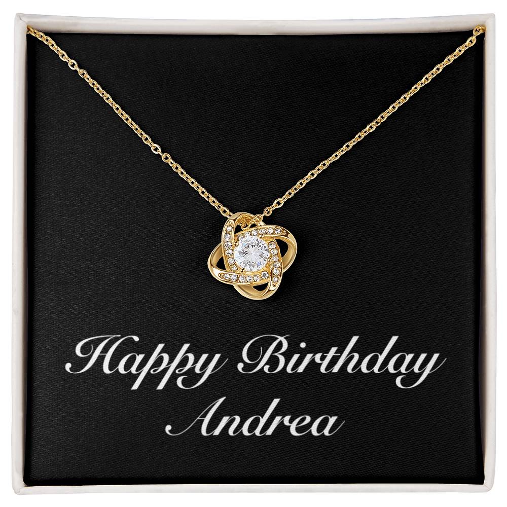 Happy Birthday Andrea v2 - 18K Yellow Gold Finish Love Knot Necklace