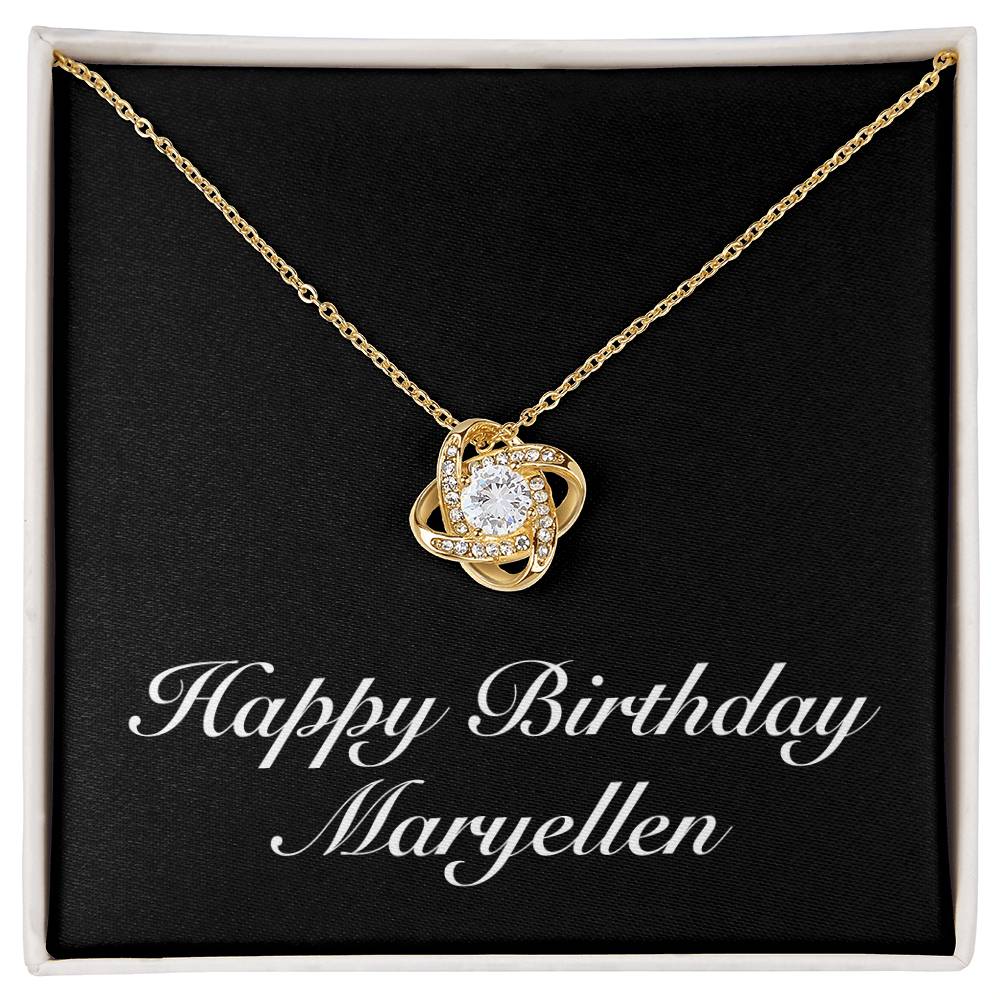 Happy Birthday Maryellen v2 - 18K Yellow Gold Finish Love Knot Necklace