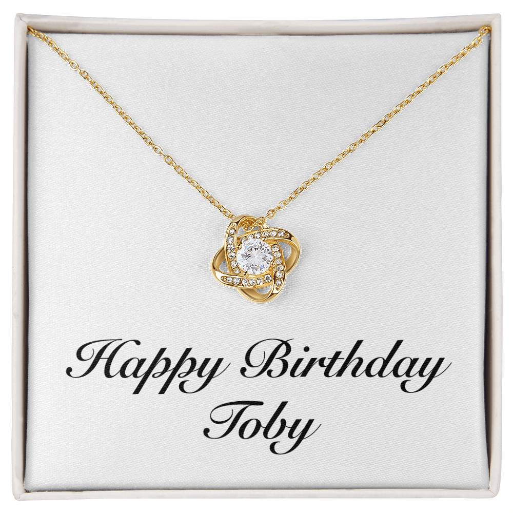 Happy Birthday Toby - 18K Yellow Gold Finish Love Knot Necklace
