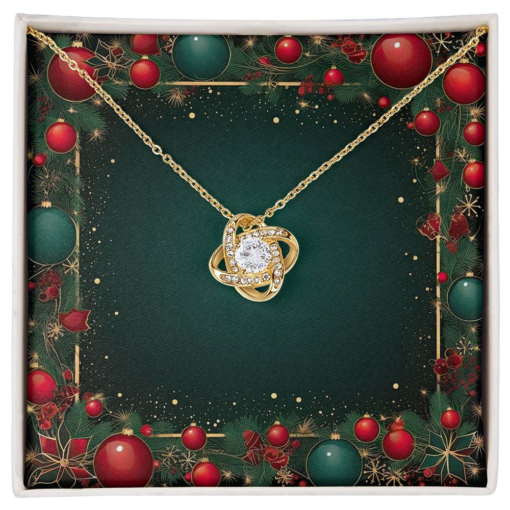 Christmas Background 070 - 18K Yellow Gold Finish Love Knot Necklace
