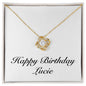 Happy Birthday Lucie - 18K Yellow Gold Finish Love Knot Necklace