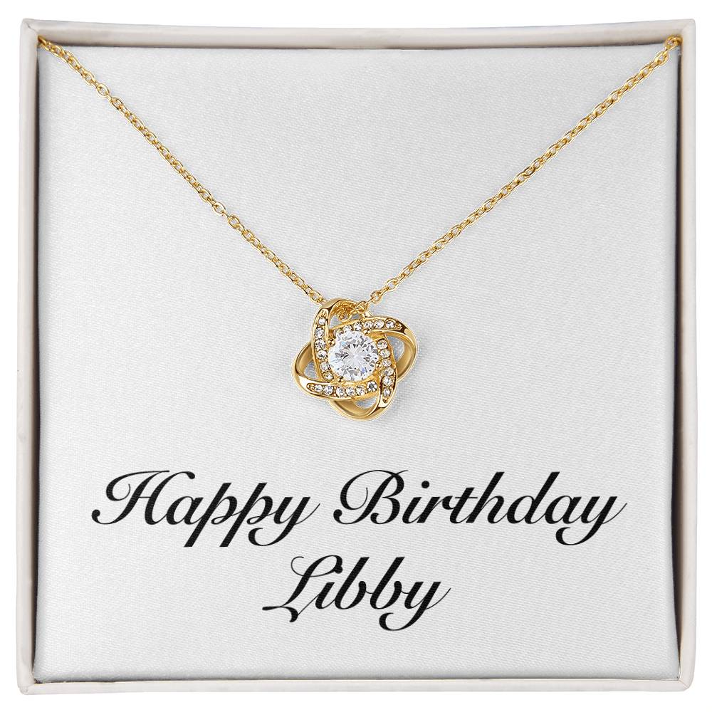 Happy Birthday Libby - 18K Yellow Gold Finish Love Knot Necklace