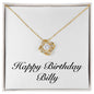 Happy Birthday Billy - 18K Yellow Gold Finish Love Knot Necklace