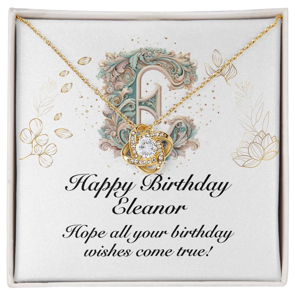 Happy Birthday Eleanor v01 - 18K Yellow Gold Finish Love Knot Necklace