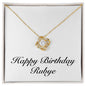 Happy Birthday Rubye - 18K Yellow Gold Finish Love Knot Necklace