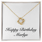 Happy Birthday Marlys - 18K Yellow Gold Finish Love Knot Necklace