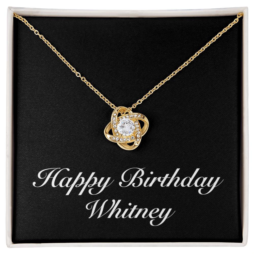 Happy Birthday Whitney v2 - 18K Yellow Gold Finish Love Knot Necklace