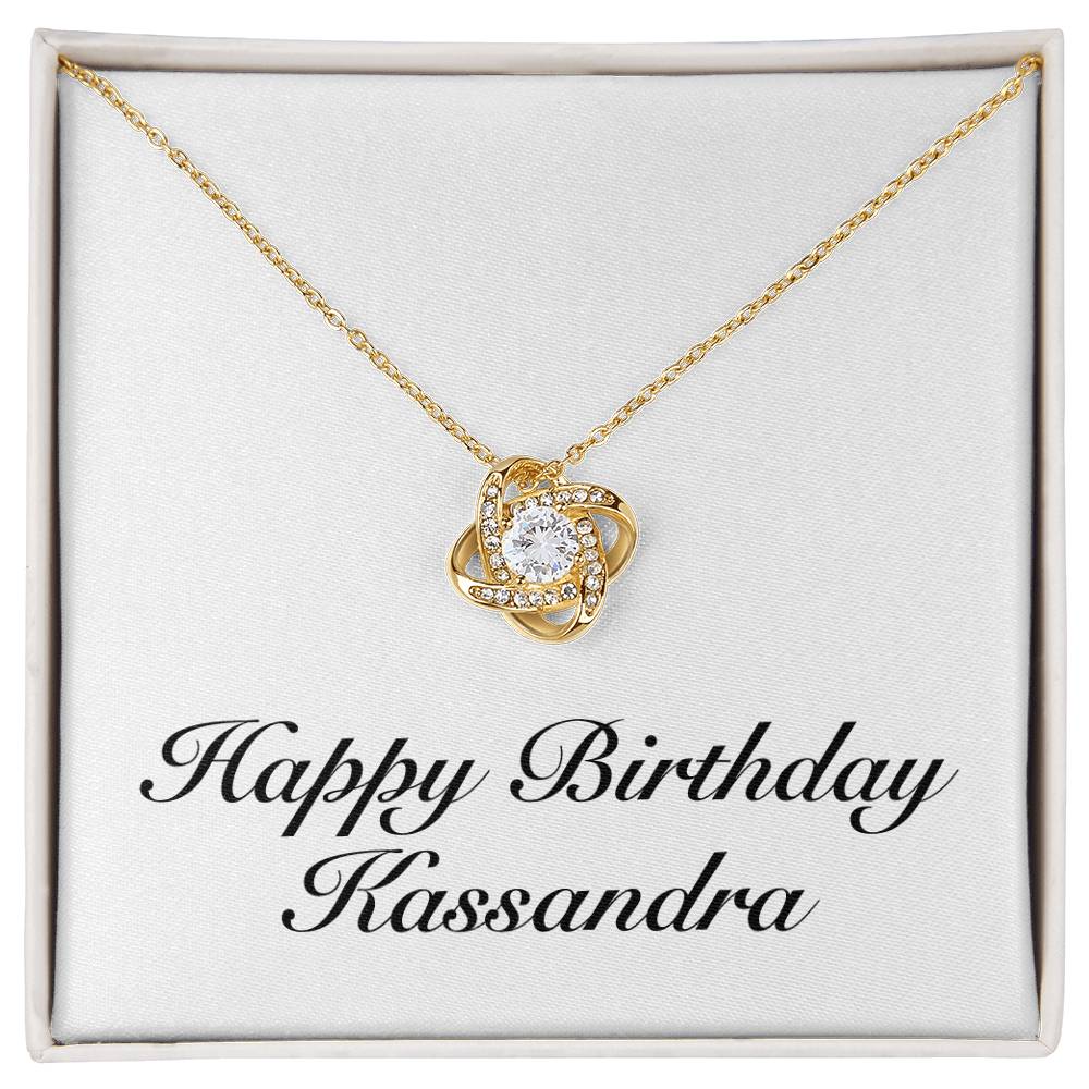 Happy Birthday Kassandra - 18K Yellow Gold Finish Love Knot Necklace