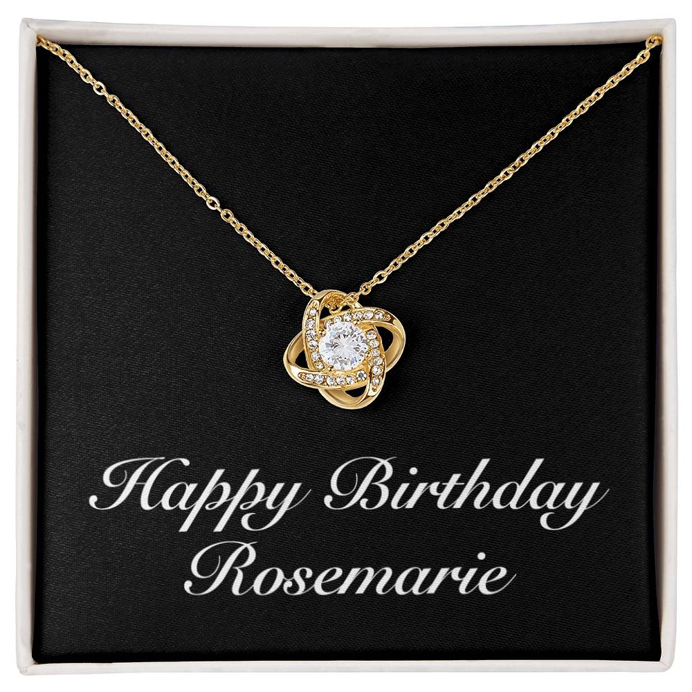 Happy Birthday Rosemarie v2 - 18K Yellow Gold Finish Love Knot Necklace