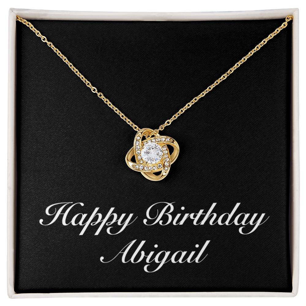 Happy Birthday Abigail v2 - 18K Yellow Gold Finish Love Knot Necklace