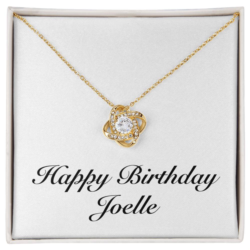 Happy Birthday Joelle - 18K Yellow Gold Finish Love Knot Necklace