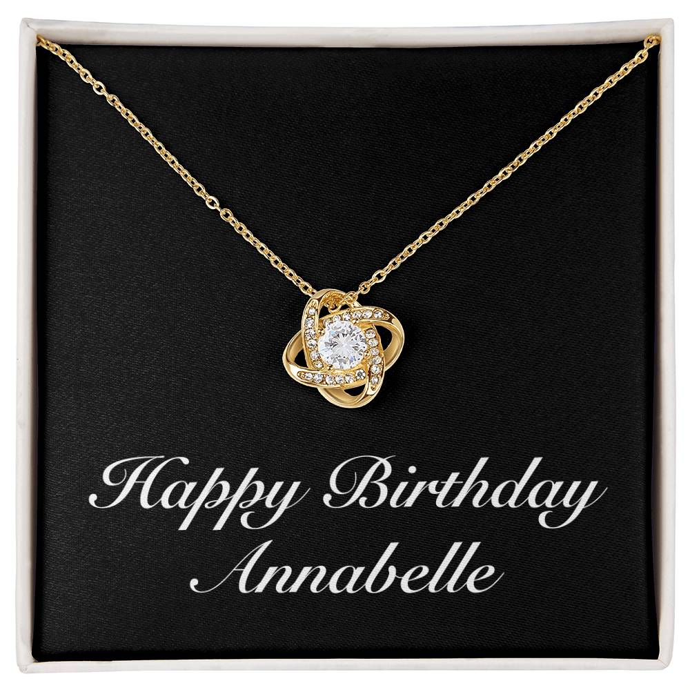 Happy Birthday Annabelle v2 - 18K Yellow Gold Finish Love Knot Necklace