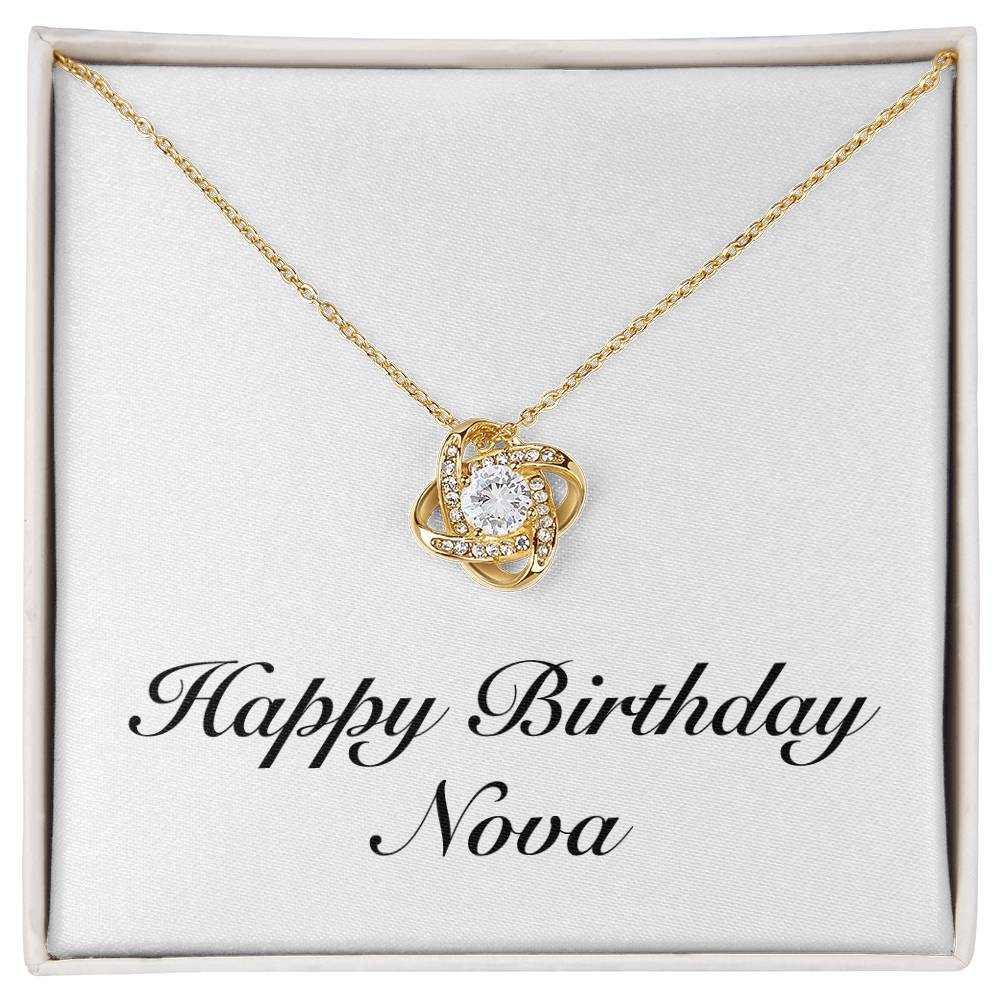 Happy Birthday Nova - 18K Yellow Gold Finish Love Knot Necklace