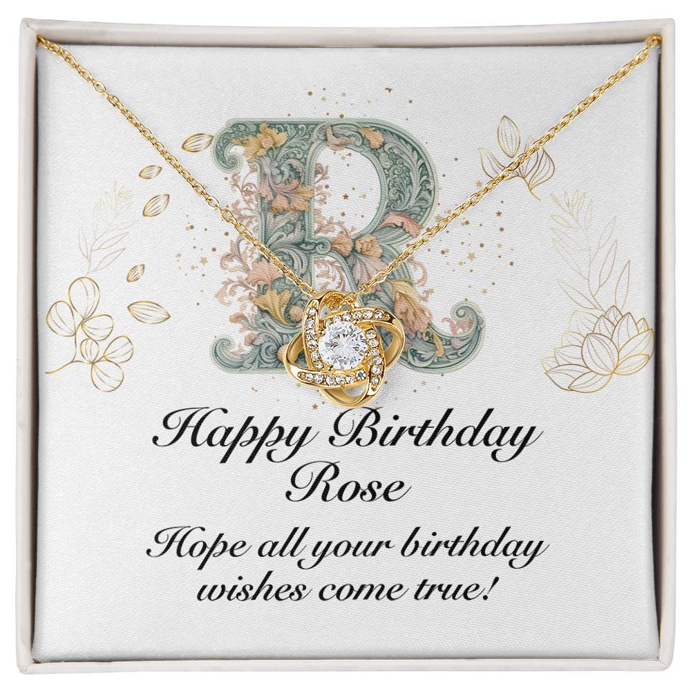 Happy Birthday Rose v01 - 18K Yellow Gold Finish Love Knot Necklace
