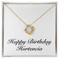 Happy Birthday Hortencia - 18K Yellow Gold Finish Love Knot Necklace