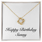 Happy Birthday Sunny - 18K Yellow Gold Finish Love Knot Necklace