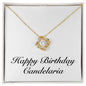 Happy Birthday Candelaria - 18K Yellow Gold Finish Love Knot Necklace