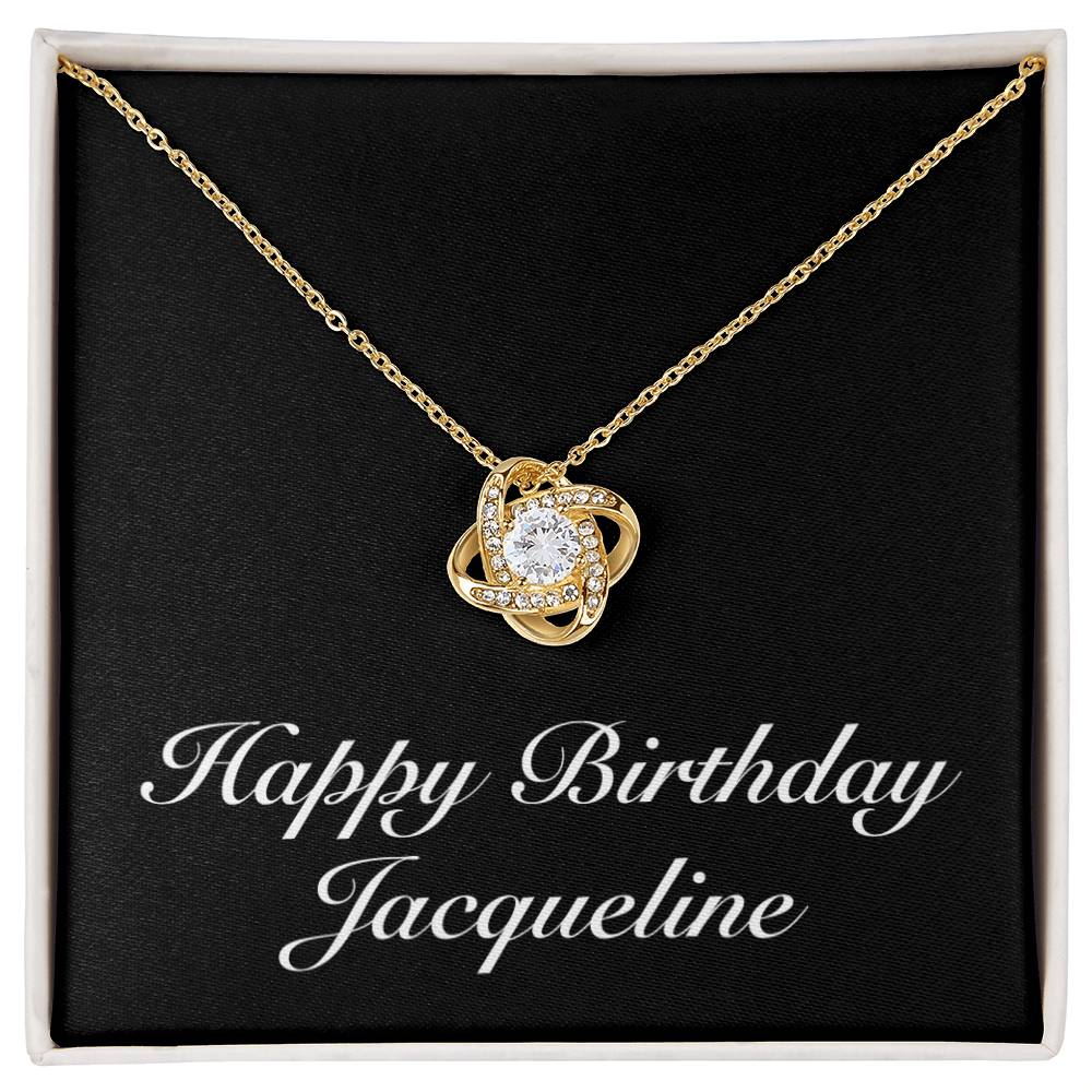 Happy Birthday Jacqueline v2 - 18K Yellow Gold Finish Love Knot Necklace